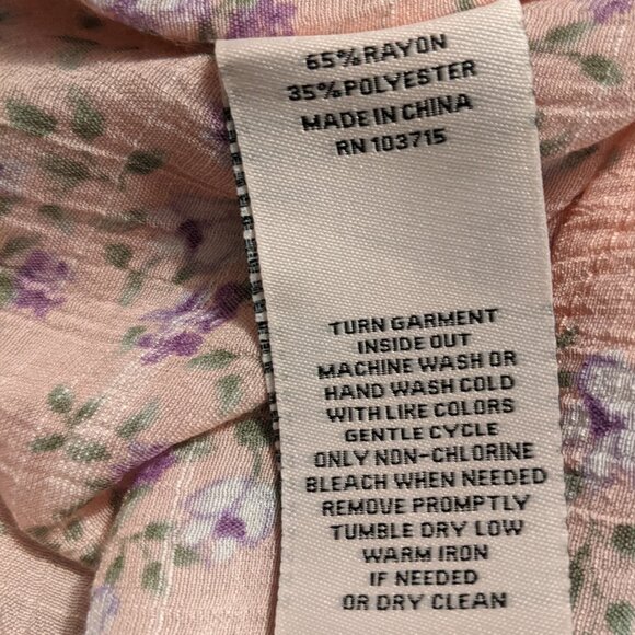 Vintage Nanette Lepore Pink Floral Womens Blouse Large Smocked Tassel Boho Y2K - Picture 10 of 10